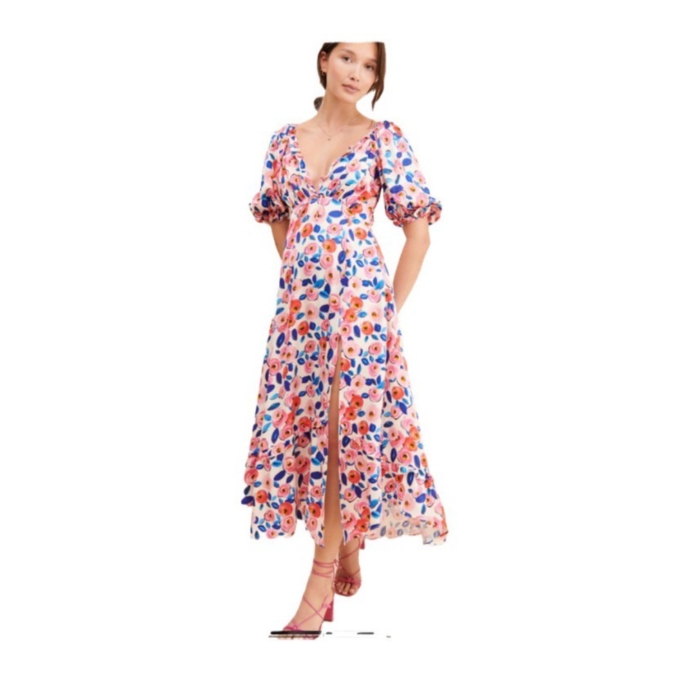 For Love And Lemons Gianna Floral Midi Dress Small